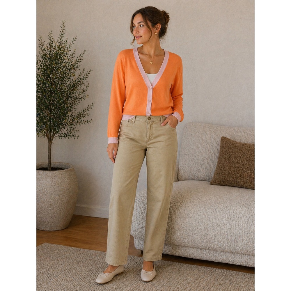 Talbots Womens 12 Relaxed Chino Pants Khaki‎ Tan Straight Leg Mid Rise Cotton